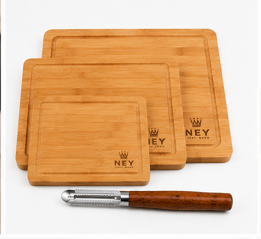 Lot de 3 Planches à Découper en Bambou – 3 Tailles + Accessoire Inclus